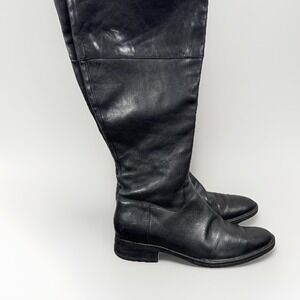 Born Crown Riding Boots Women's US 7 Black Leather Block Heel Knee High Side Zip